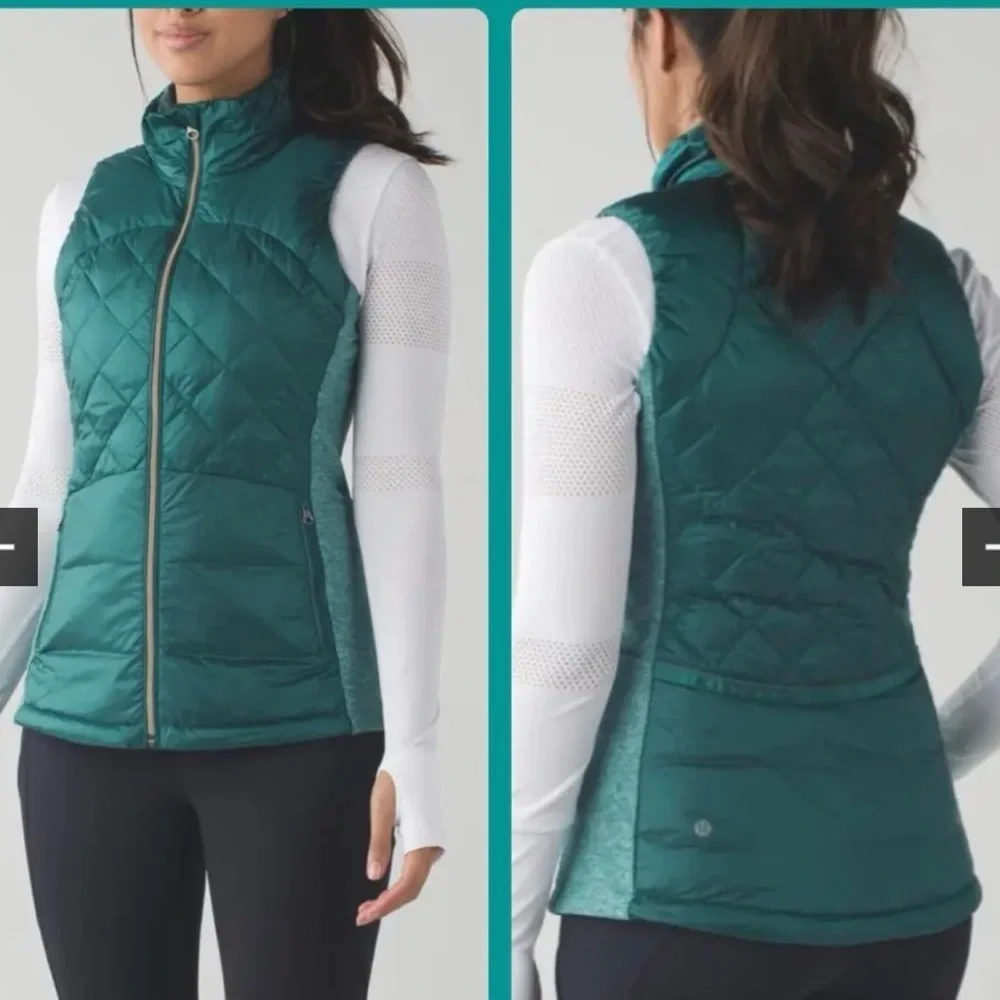 Lululemon Down For The Run Goose Down Puffer Vest Forage Size 8